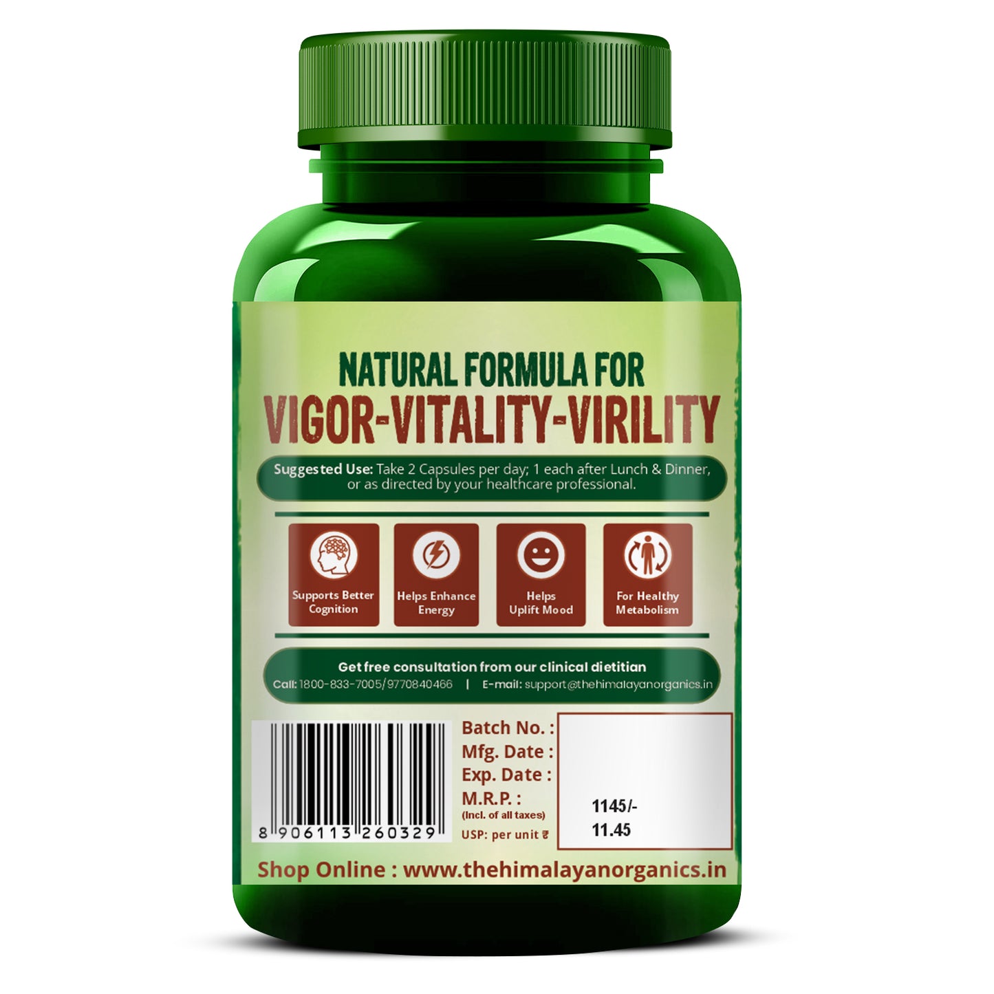 Vlado's Himalayan Organics Korean Red Ginseng 800mg/Serve 100 Veg Capsules