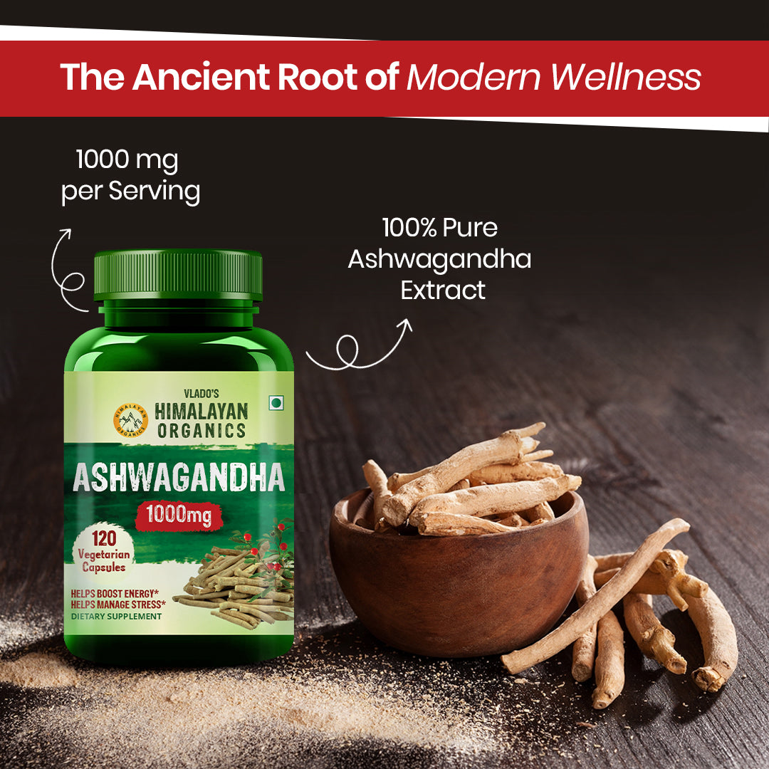 Vlado's Himalayan Organics Ashwagandha 1000mg/Serve - 120 Capsules