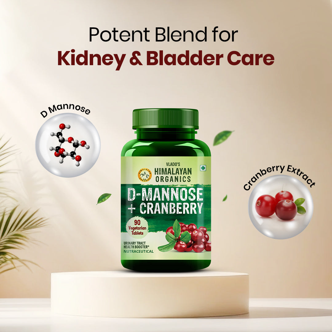 Vlado's Himalayan Organics D-MANNOSE + CRANBERRY Antioxidant Rich Supplement - 90 Tablets
