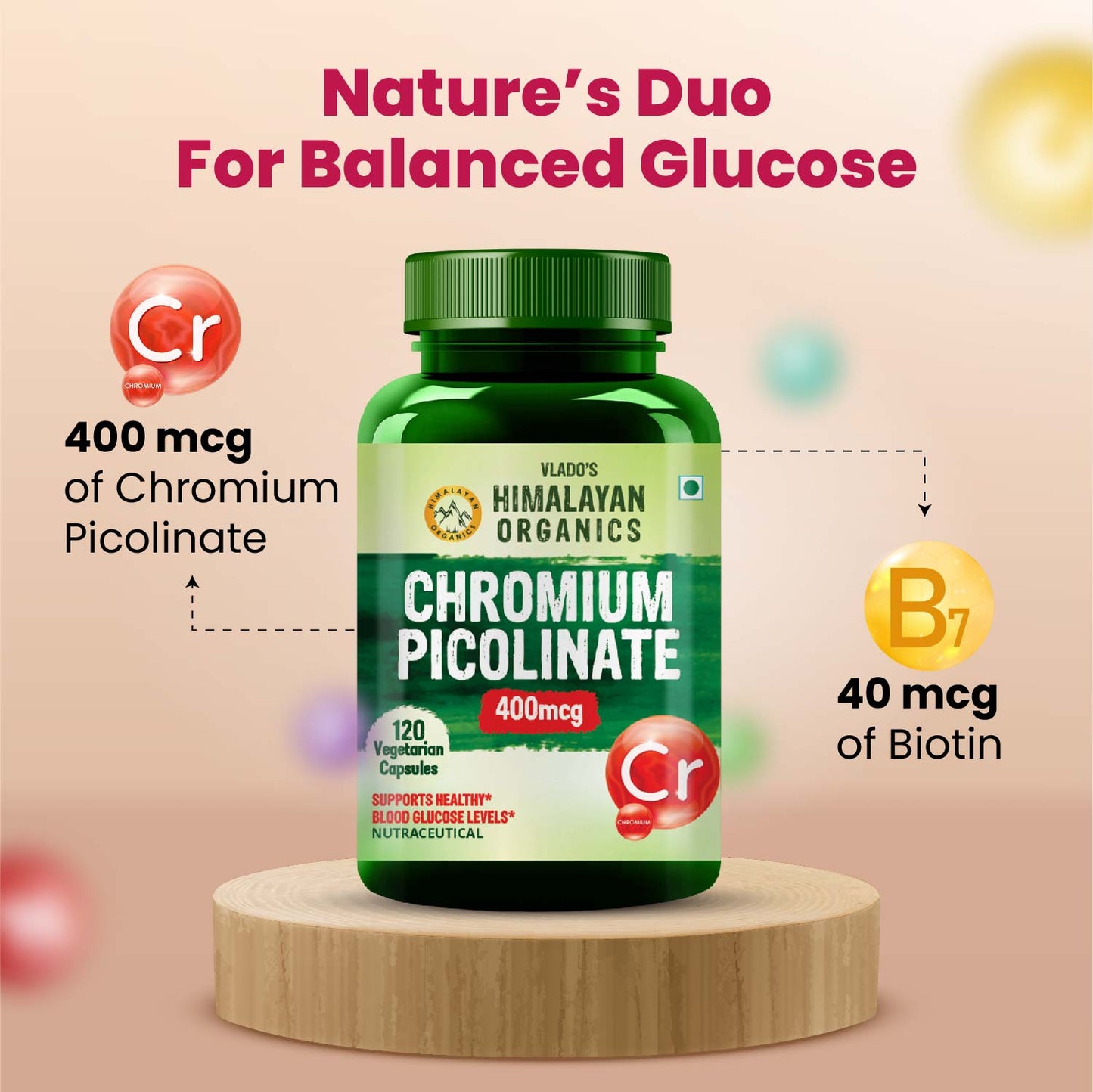 Vlado's Himalayan Organics Chromium Picolinate 400mcg 120 Veg Capsule