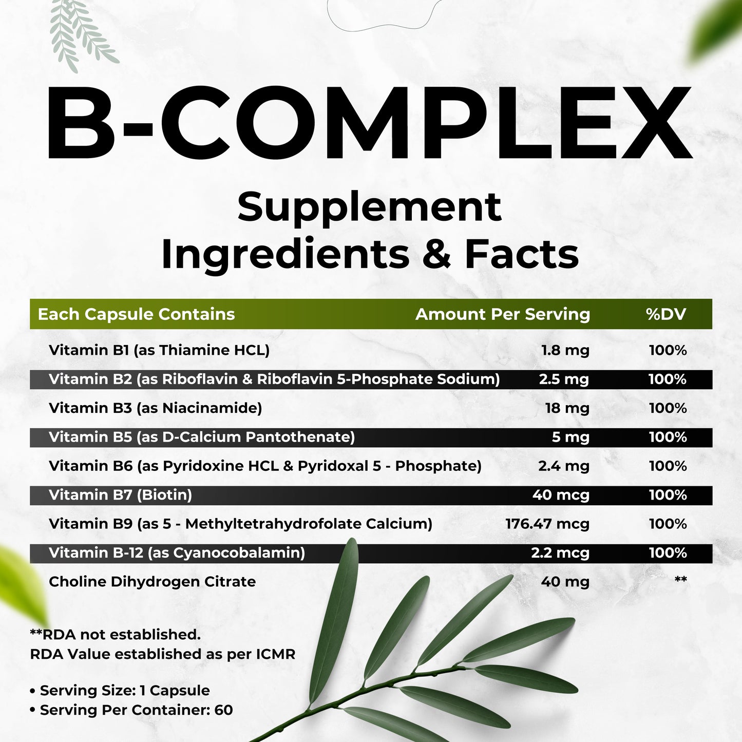 Health Veda Organics Plant Based B-Complex - 60 Veg Capsules