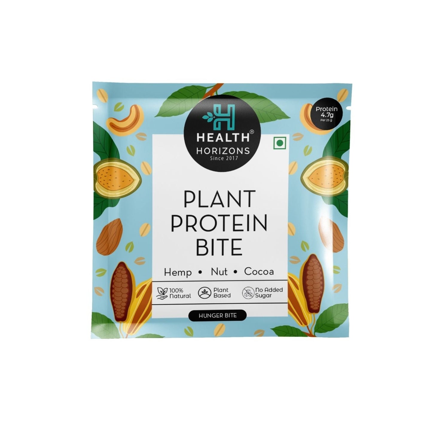 Health Horizons Plant Protein Bites (25g X Pack of 12) | Cocoa Flavour | 4.7g Protein per bite