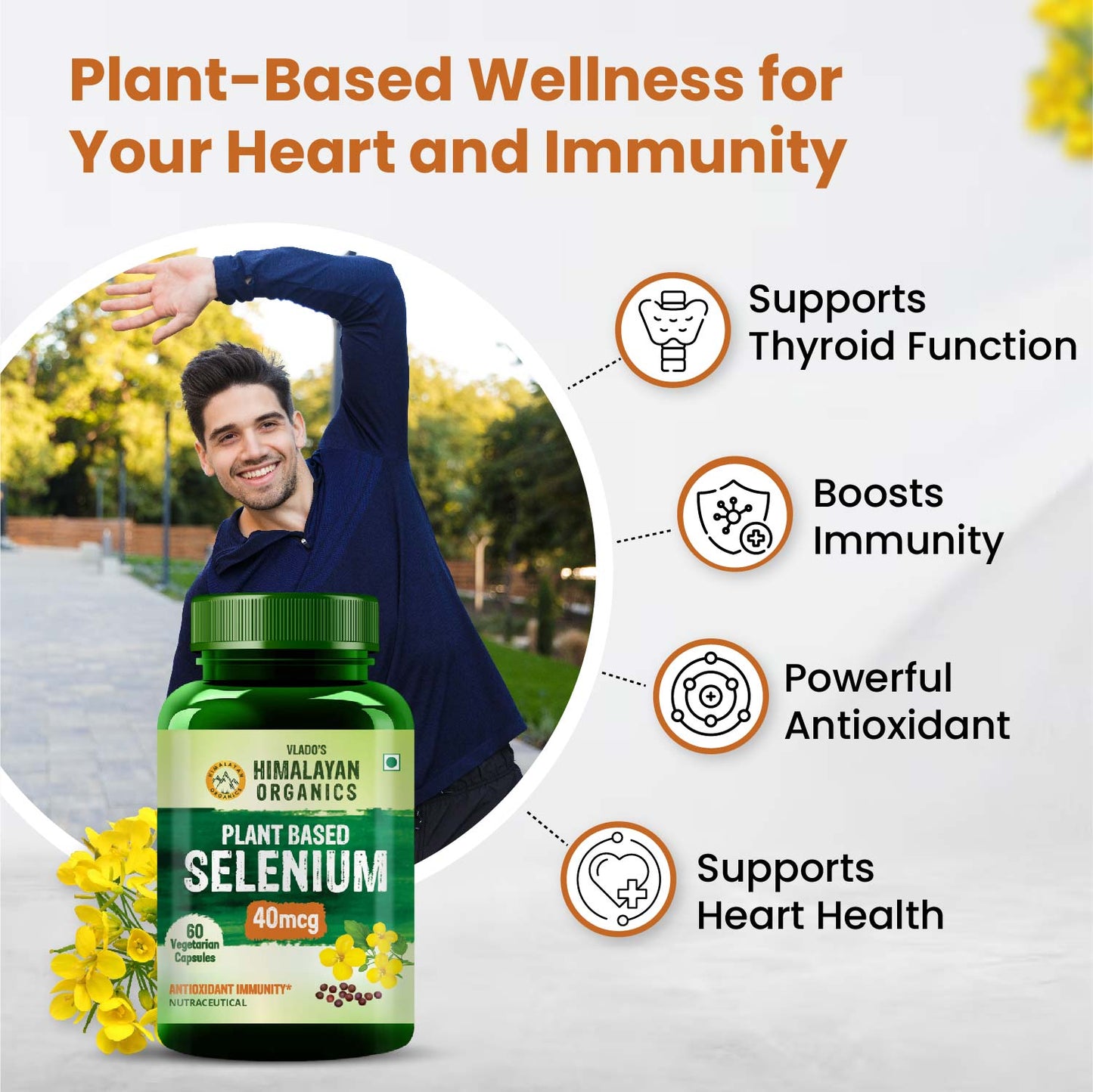 Vlado's Himalayan Organics Plant-Based Selenium 40mcg | 60 Veg Capsules | Dietary Supplement for Daily Wellness