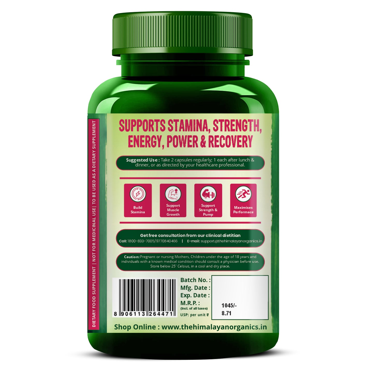Vlado's Himalayan Organics L-Arginine 1000 mg With Chromium Picolinate Supplement | Improve Muscle Growth Boost Energy And Stamina | Good For Men And Women - 120 Veg Caps