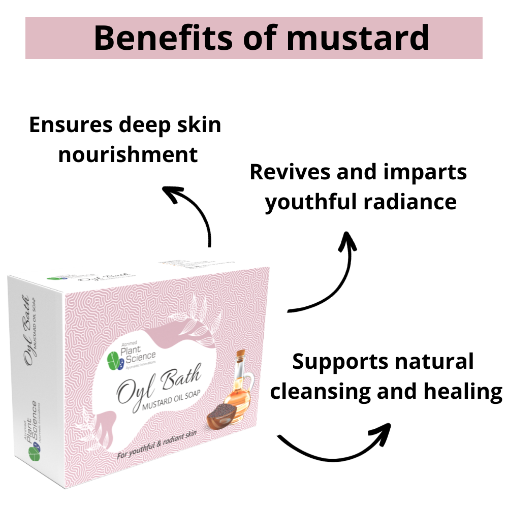 Atrimed Plant Science Oyl Bath Mustard Oil Soap | For Youthful & Radiant Skin 75g (Pack of 3)