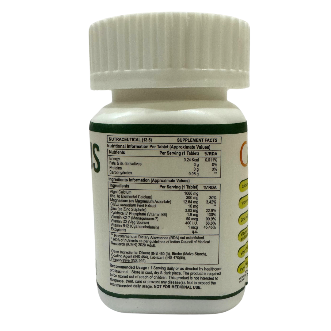 Voll Sante Calgal Plus Tablet | Vegetarian Algal Calcium Supplement | For Bone & Joints Health | Bottle of 30 Tablets