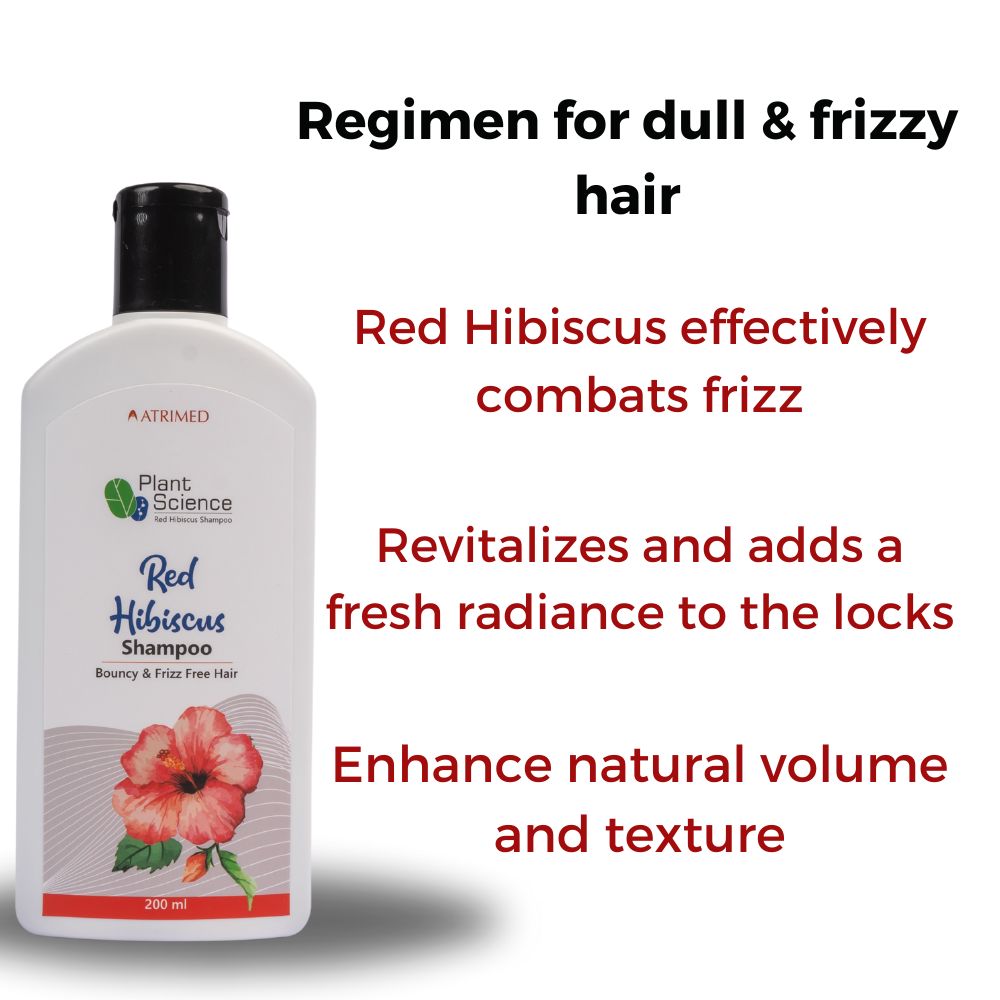 Atrimed Plant Science Red Hibiscus Shampoo | For Bouncy & Frizz Free Hair 200ml | Pack of 1