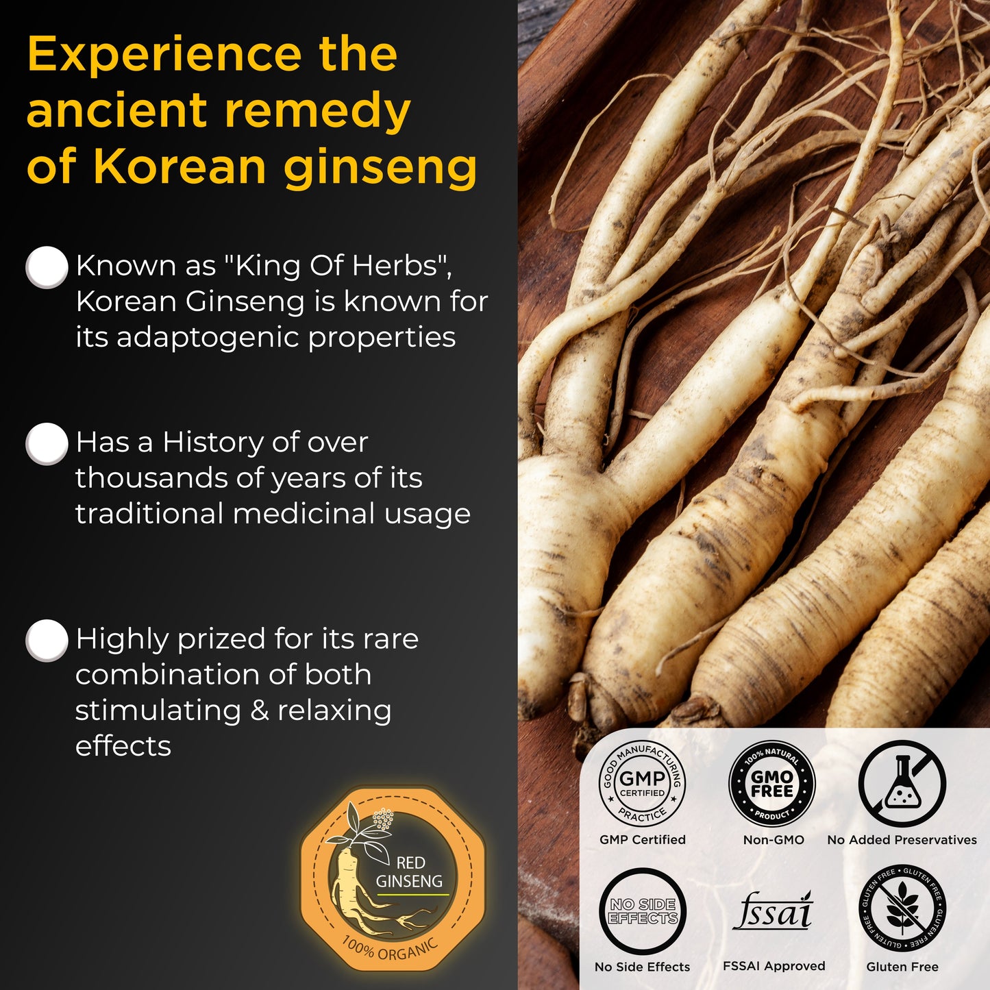 Health Veda Organics Korean Red Ginseng 1000 mg | 60 Veg Capsules | Supports Energy, Vitality & Strength | For Men & Women