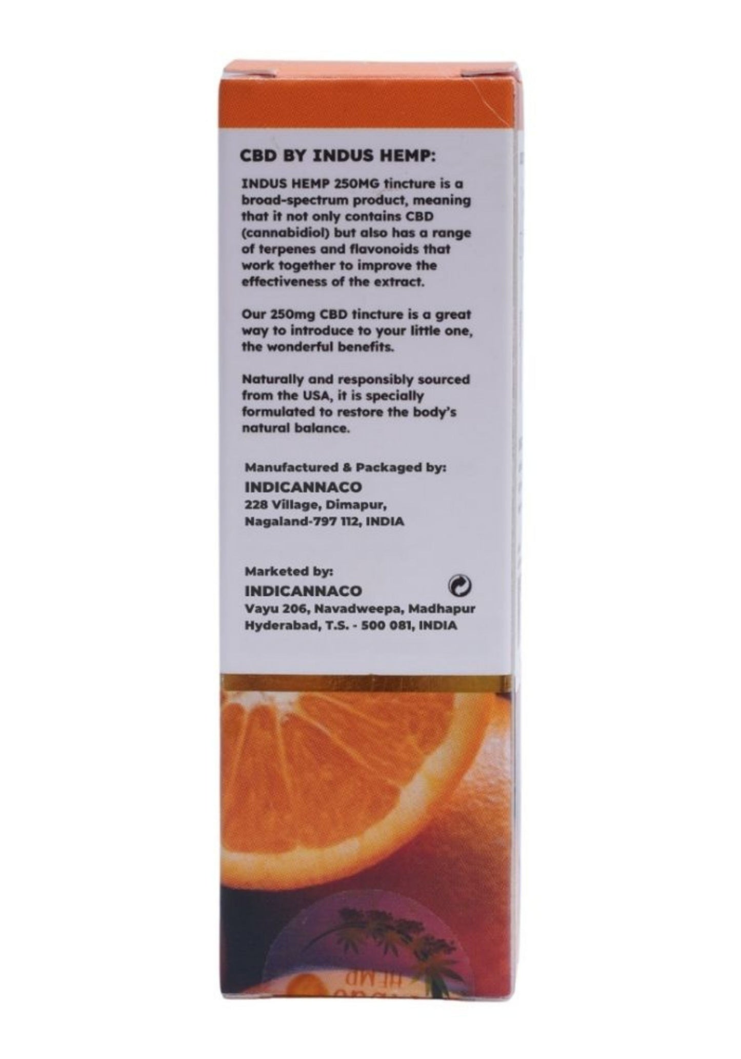 INDUS HEMP CANNA HEALTH CBD 250mg – Orange Flavour 30ml