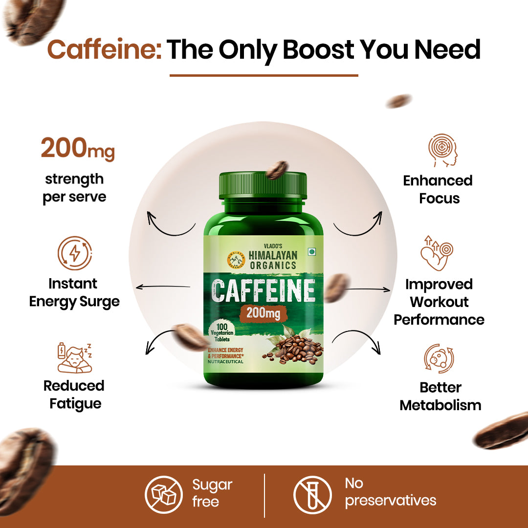 Vlado's Himalayan Organics Caffeine 200mg | 100 Veg Tablets