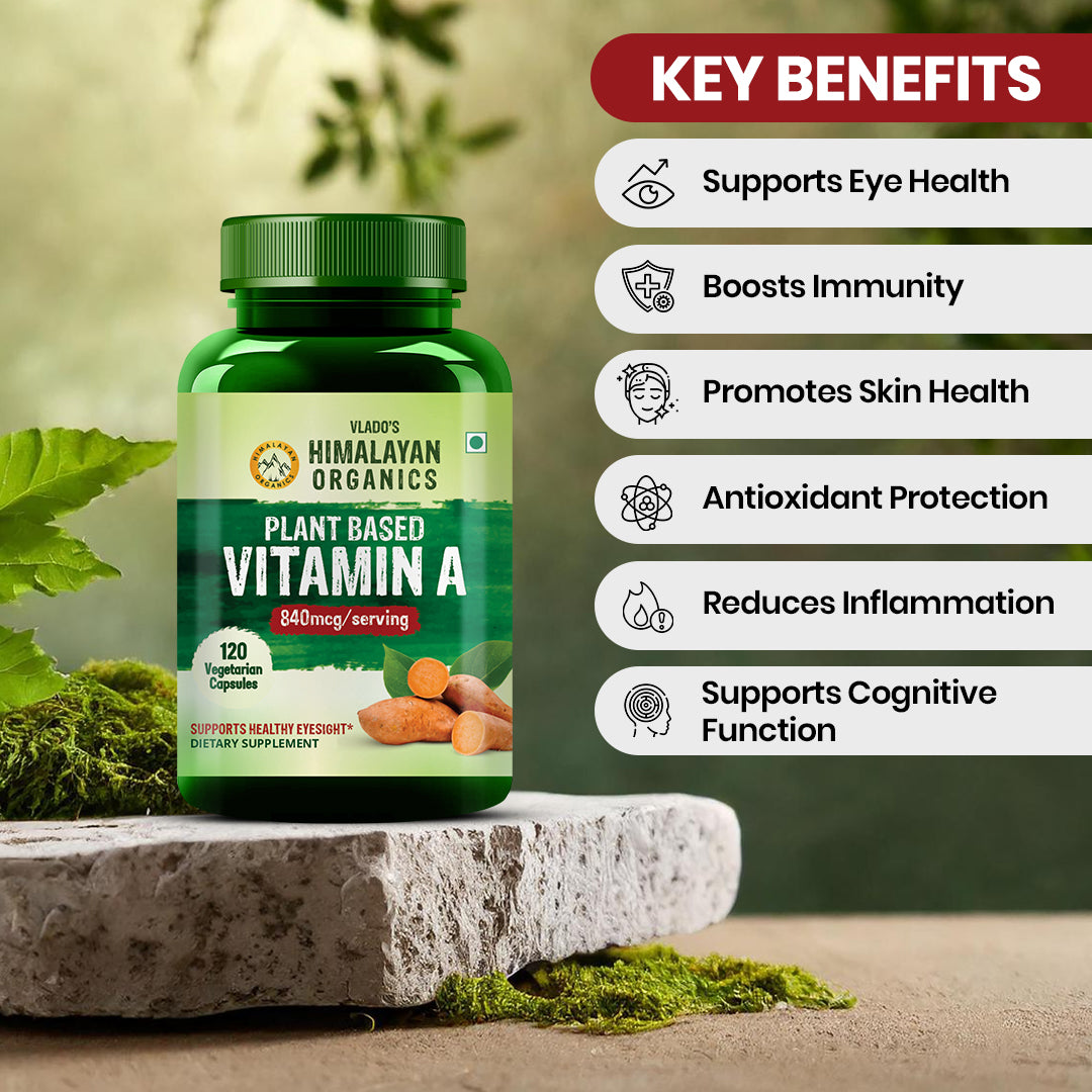 Vlado's Himalayan Organics Plant-Based Vitamin A Supplement | Sourced from Sweet Potato & Triphala | 120 Veg Capsules