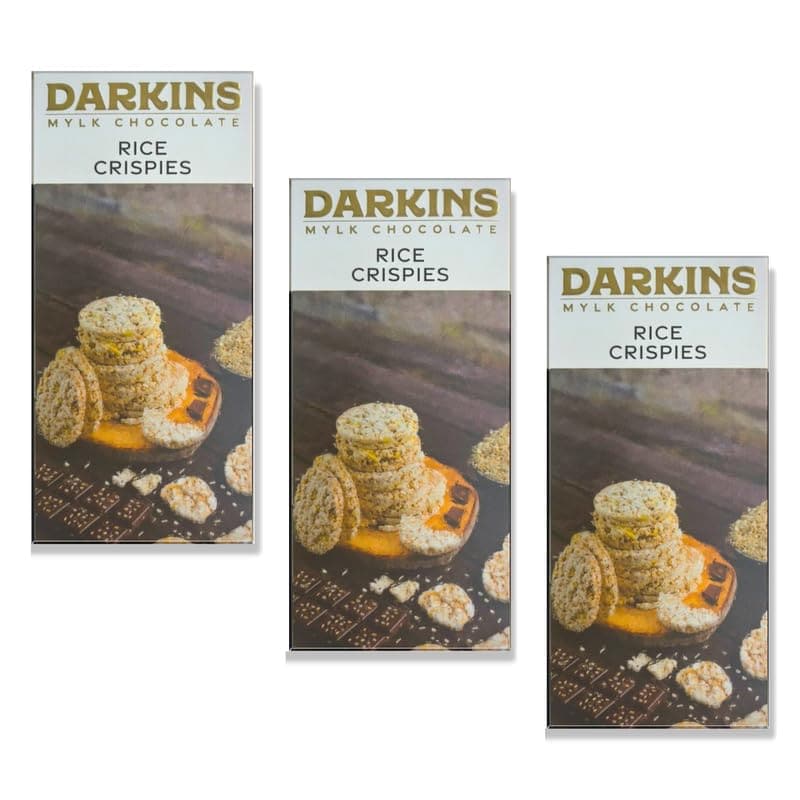 Darkins Vegan Mylk Rice Crispies Chocolate | Unrefined Cane Sugar | 50 Gm Each Pack Of 3