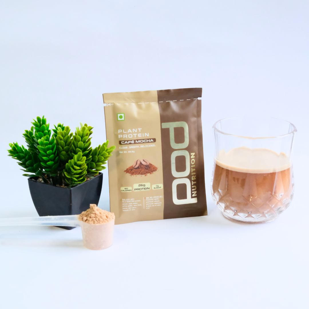 POD NUTRITION Pea Protein Isolate Powder | Vegan Plant Protein, No Added Sugar, Dairy Free| Clean & Easy to Digest with Essential Amino Acids (Cafe Mocha Sachet Pack of 28)