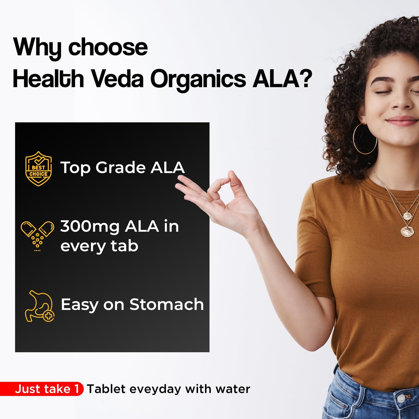 Health Veda Organics Alpha Lipoic Acid 300mg | 60 Veg Tablets | Boosts Liver Function, Maintains Healthy Blood Sugar, Antioxidant Support | For both Men & Women