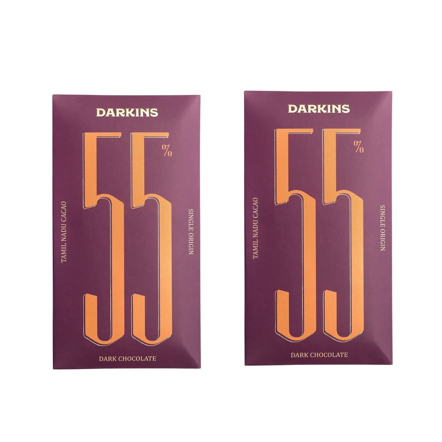 DARKINS Dark Chocolate | 55% Dark Chocolate Single Origin | 65g Each Pack Of 2
