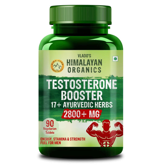 Vlado's Himalayan Organics Testosterone Support for Men – 2800mg | With Ashwagandha, Shilajit, Kaunch Beej, Musli, Gokshura, Ginseng, Gold Bhasma & 17+ Ayurvedic Herbs | Pre & Post Workout | 90 Veg Tablets
