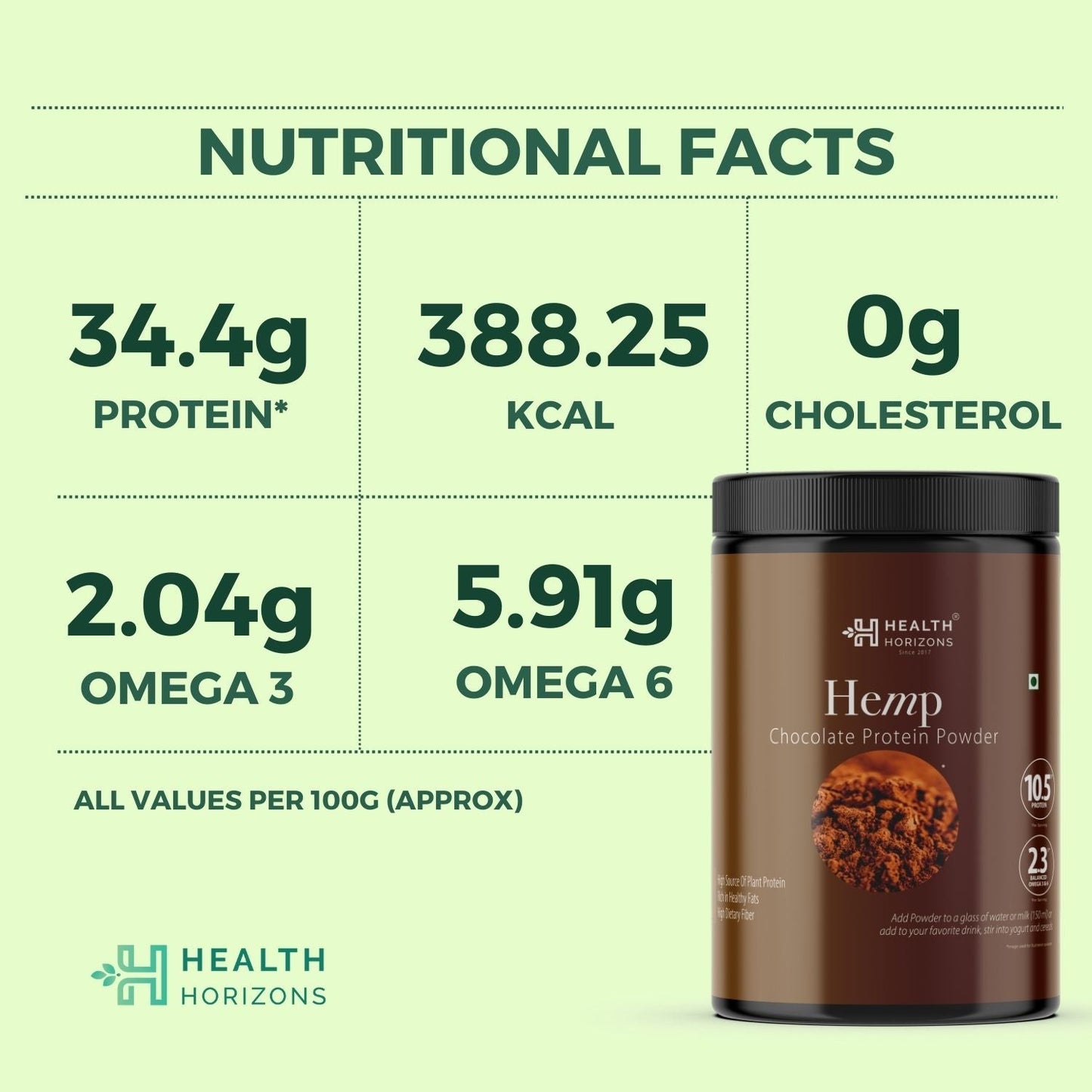 Health Horizons Hemp chocolate Protein Powder (500g)