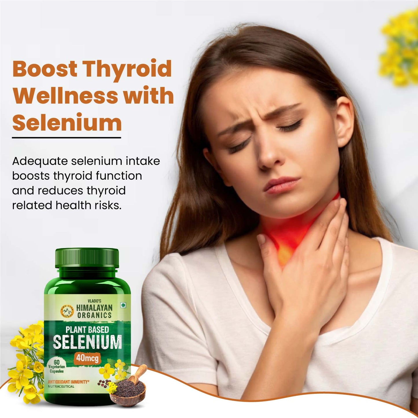 Vlado's Himalayan Organics Plant-Based Selenium 40mcg | 60 Veg Capsules | Dietary Supplement for Daily Wellness