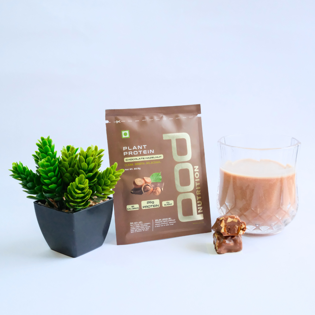 POD NUTRITION Pea Protein Isolate Powder | Vegan Plant Protein, No Added Sugar, Dairy Free| Clean & Easy to Digest with Essential Amino Acids (Chocolate Hazelnut Sachet Pack of 28)