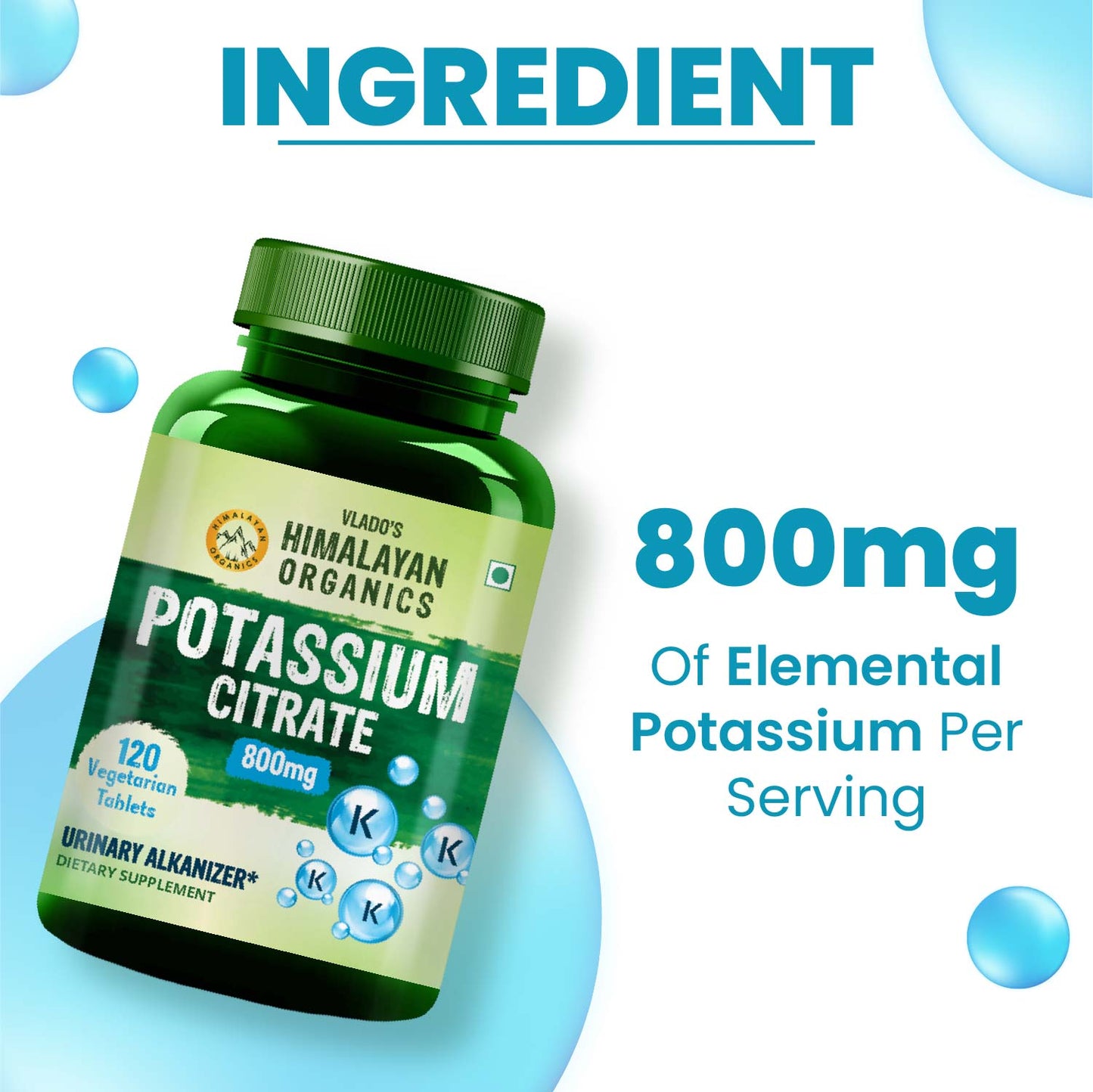 Vlado's Himalayan Organics Potassium Citrate 800mg 120 Veg Tablets