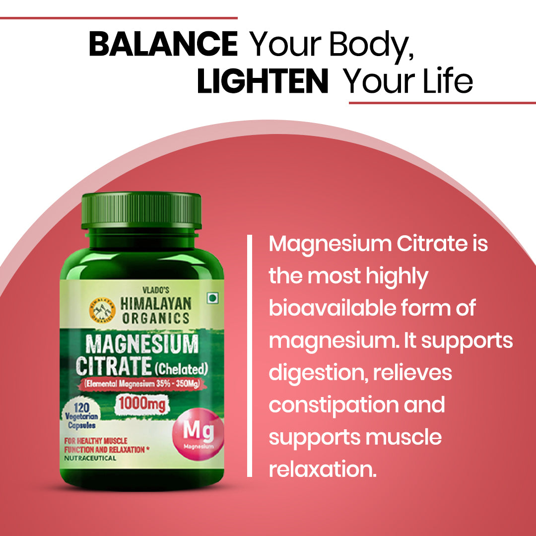 Vlado's Himalayan Organics Magnesium Citrate (Chelated) 1000mg - 120 Veg Capsules