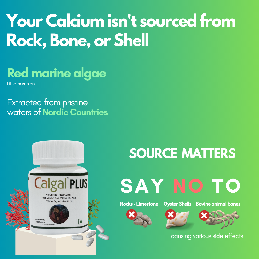Voll Sante Calgal Plus Tablet | Vegetarian Algal Calcium Supplement | For Bone & Joints Health | Bottle of 30 Tablets