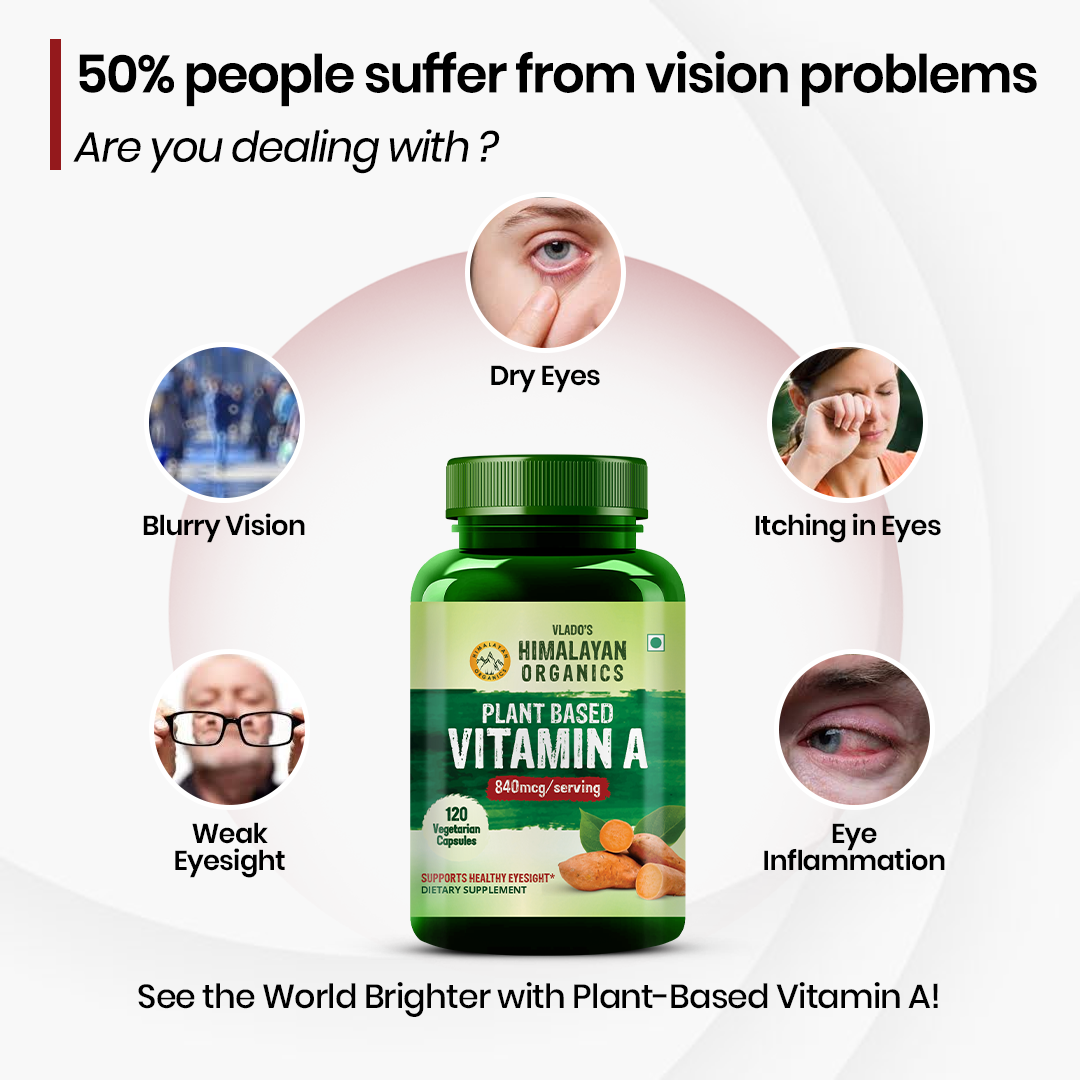 Vlado's Himalayan Organics Plant-Based Vitamin A Supplement | Sourced from Sweet Potato & Triphala | 120 Veg Capsules