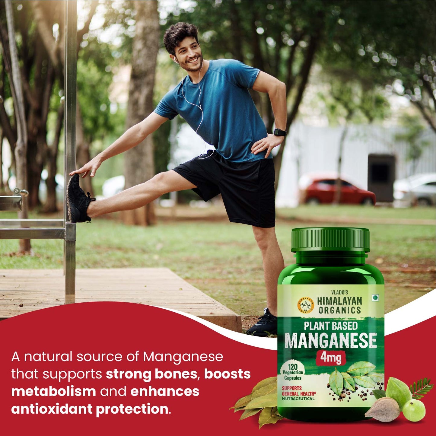 Vlado's Himalayan Organics Plant Based Manganese 4mg Supplement | Trace Mineral Supplement for Connective Tissue and Bones | Good For Skeletal Health Support - 120 Veg Capsules