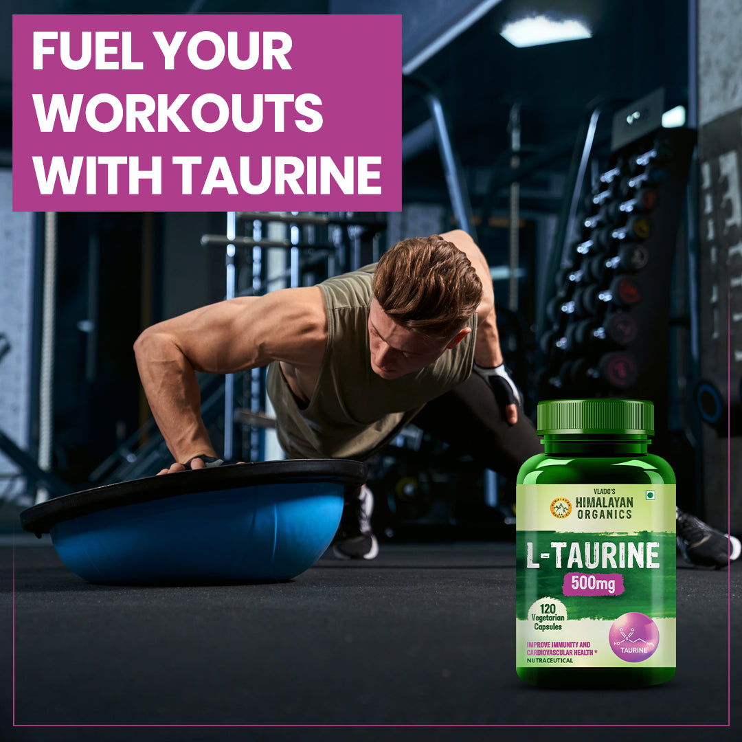 Vlado's Himalayan Organics L-Taurine 500mg Supplement | 120 Veg Capsules