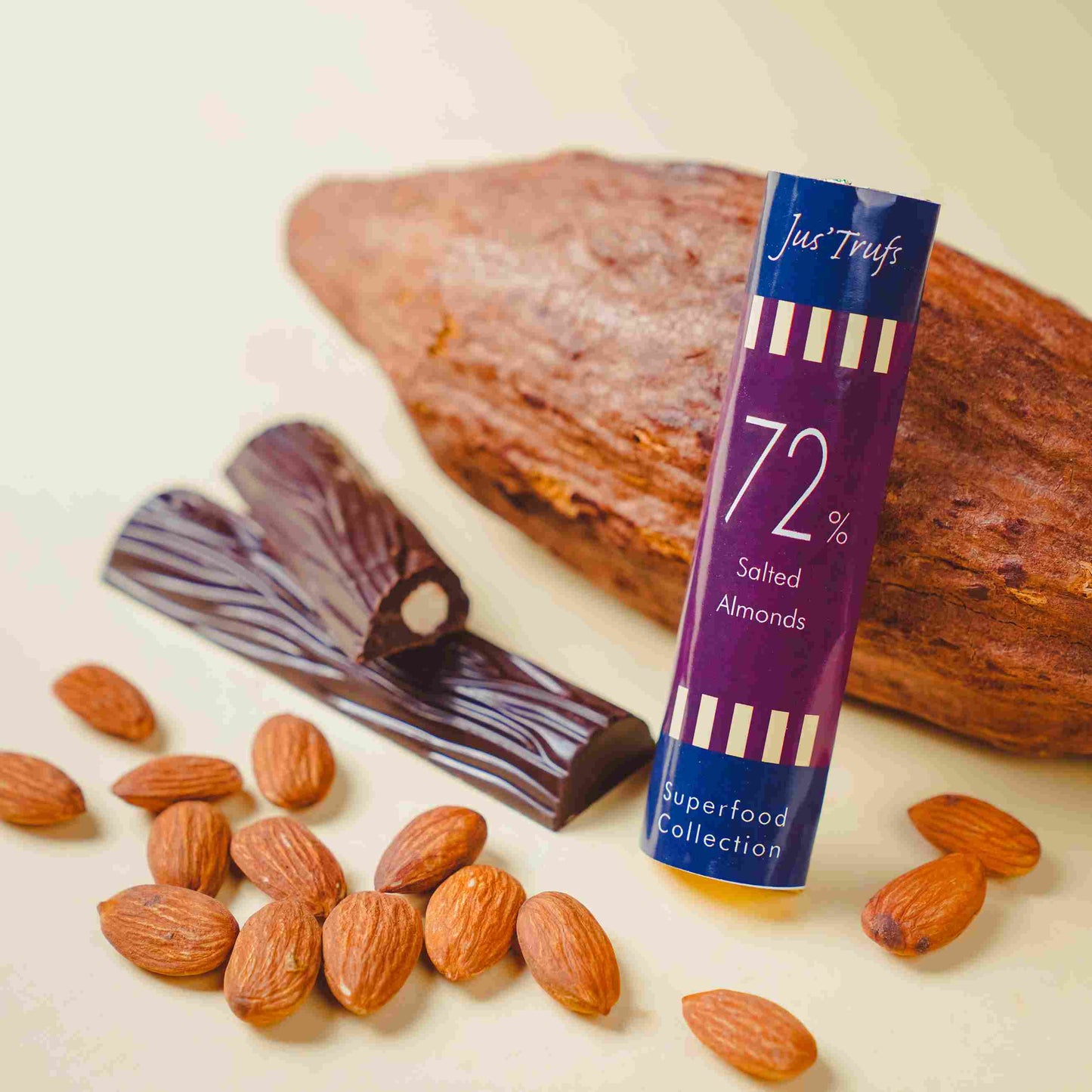 Jus'Trufs Assorted 72% Dark Chocolate Logs-Superfood Collection, Set of 4