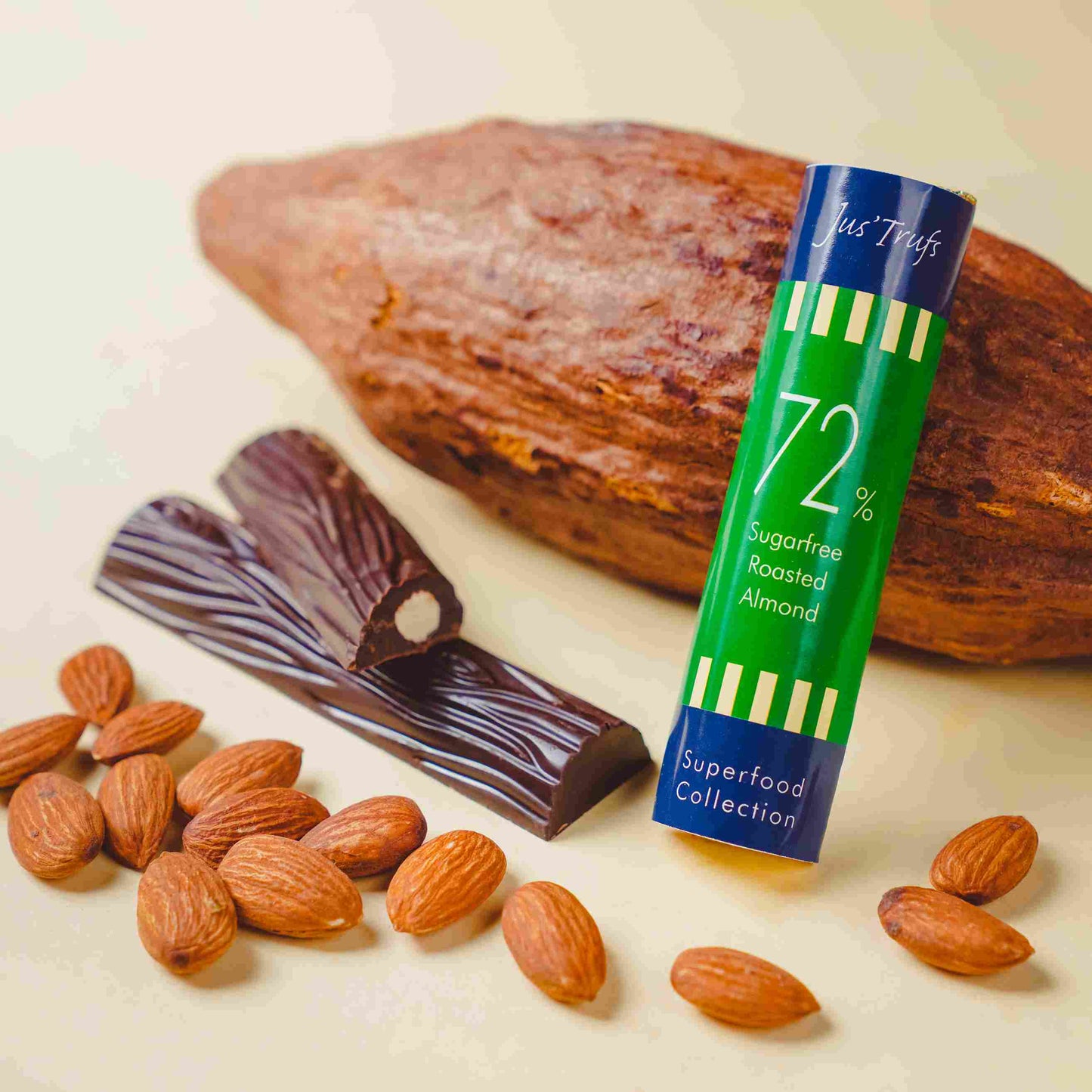 Jus'Trufs Assorted 72% Dark Chocolate Sugarfree Logs, Superfood Collection, set of 4 (90gm)