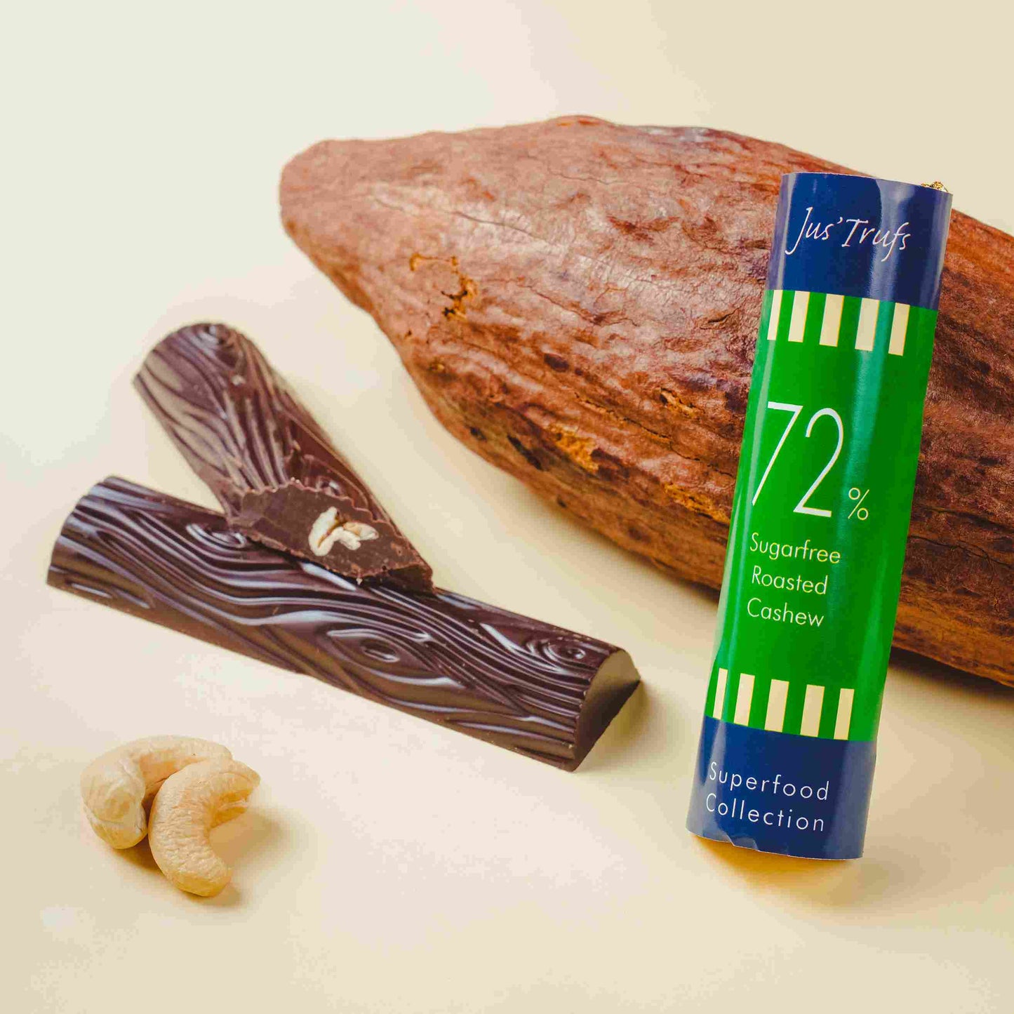 Jus'Trufs Assorted 72% Dark Chocolate Sugarfree Logs, Superfood Collection, set of 4 (90gm)