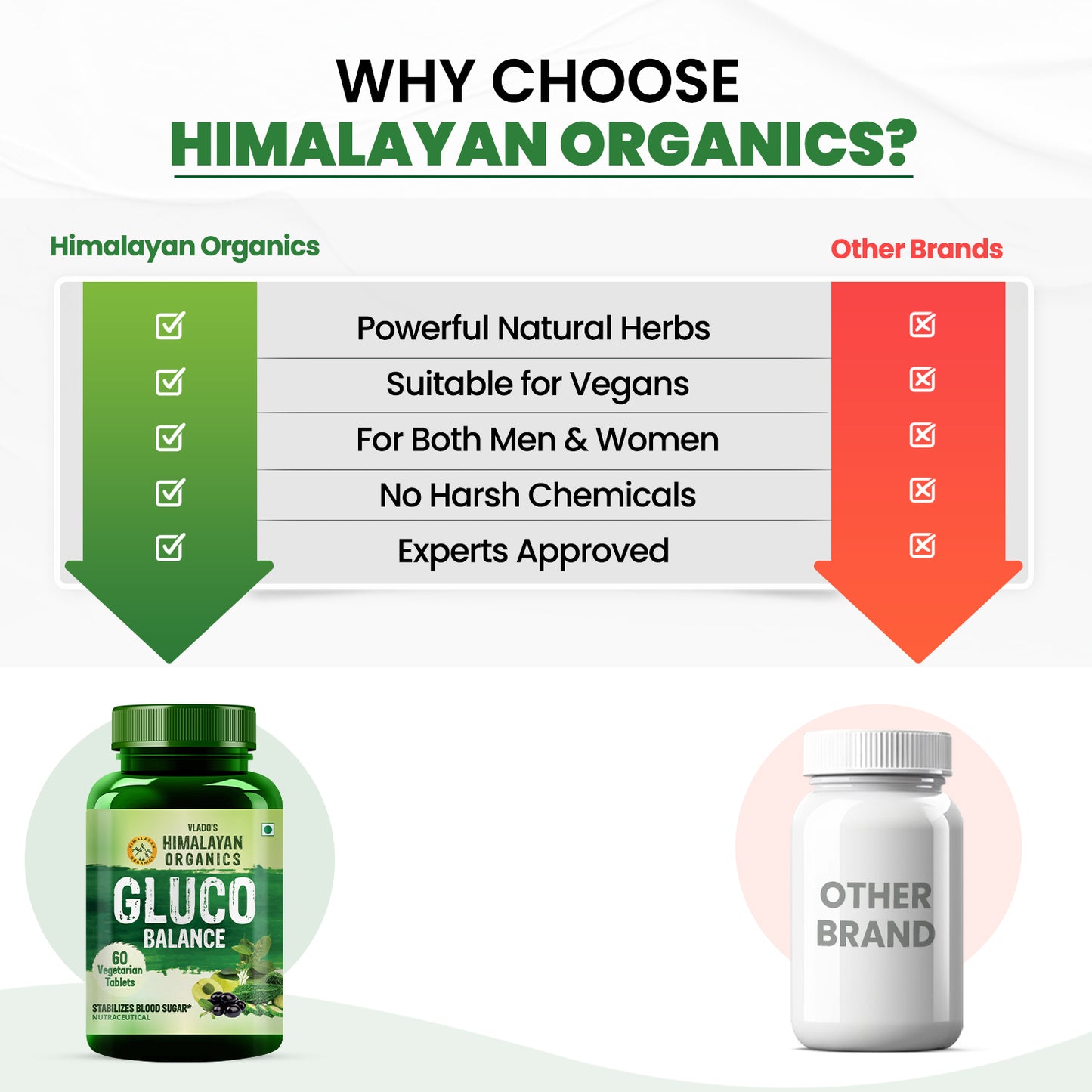Vlado's Himalayan Organics Plant Based Gluco Balance Insulin Resistance, Diabetes Control | Jamun, Bittermelon, Amla, Gudmar, Chirayta Extracts | 60 Veg Tablets
