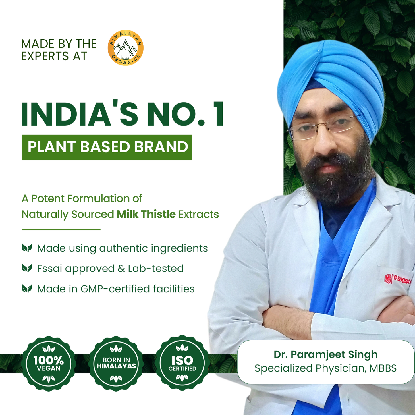 Vlado's Himalayan Organics Milk Thistle Extract Silymarin 800mg/Serve - 120 Veg Capsules