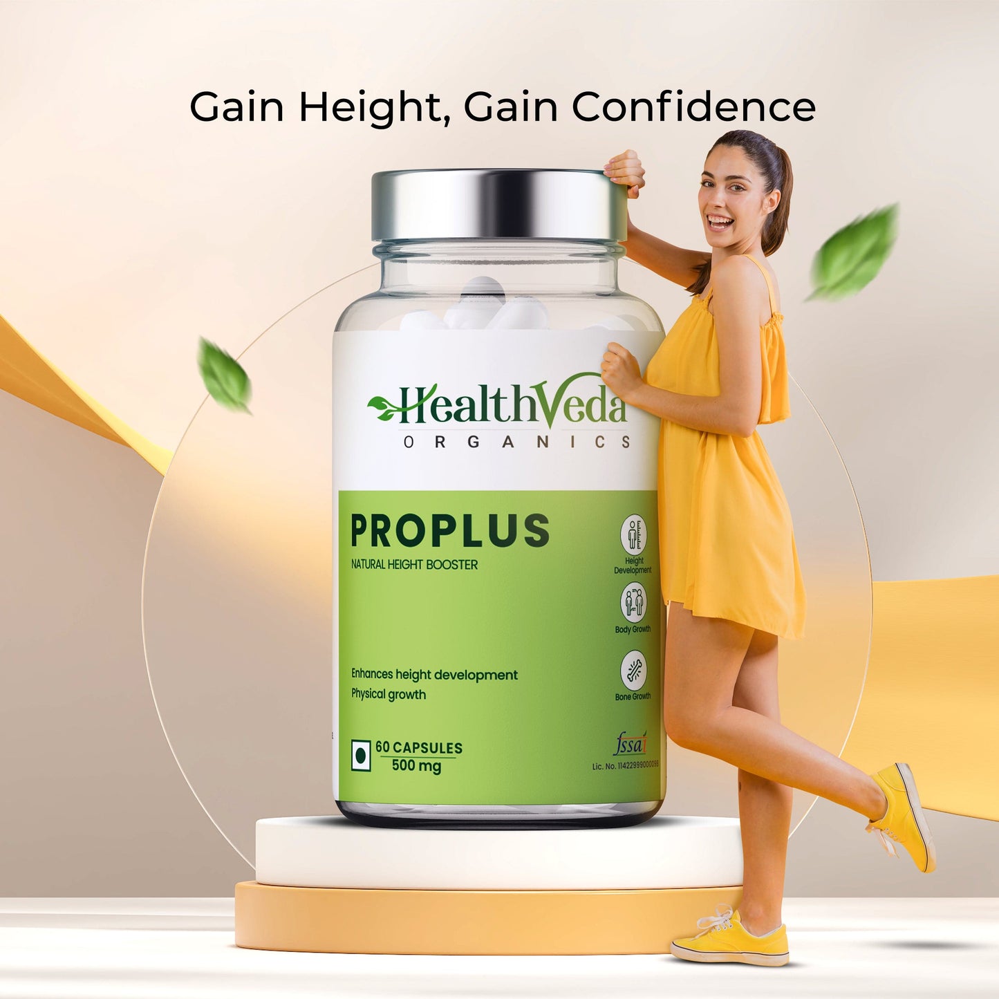 Health Veda Organics ProPlus Natural Height Booster - 60 Veg Capsules