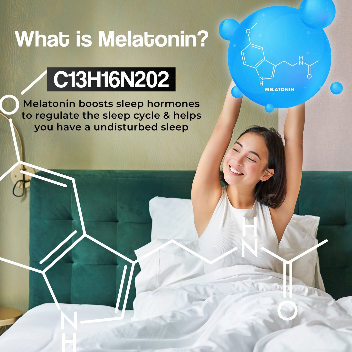 Health Veda Organics Melatonin Capsules for Better Sleep - 60 Veg Capsules (Non Habit Forming)