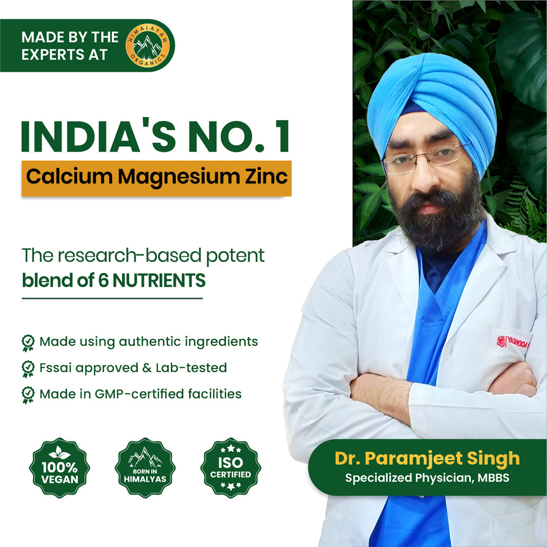 Vlado's Himalayan Organics Calcium Magnesium Zinc Vitamin D3 & B12- 120 Vegetarian Tablets