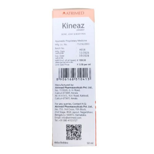 Atrimed Kineaz Pain Relief Oil – Extra Strong with Red Oil – For Muscle, Joint, Knee, Back, Body Pain & Headache – Ayurvedic, Natural, Fast-Acting, 50 ml (pack of 1)