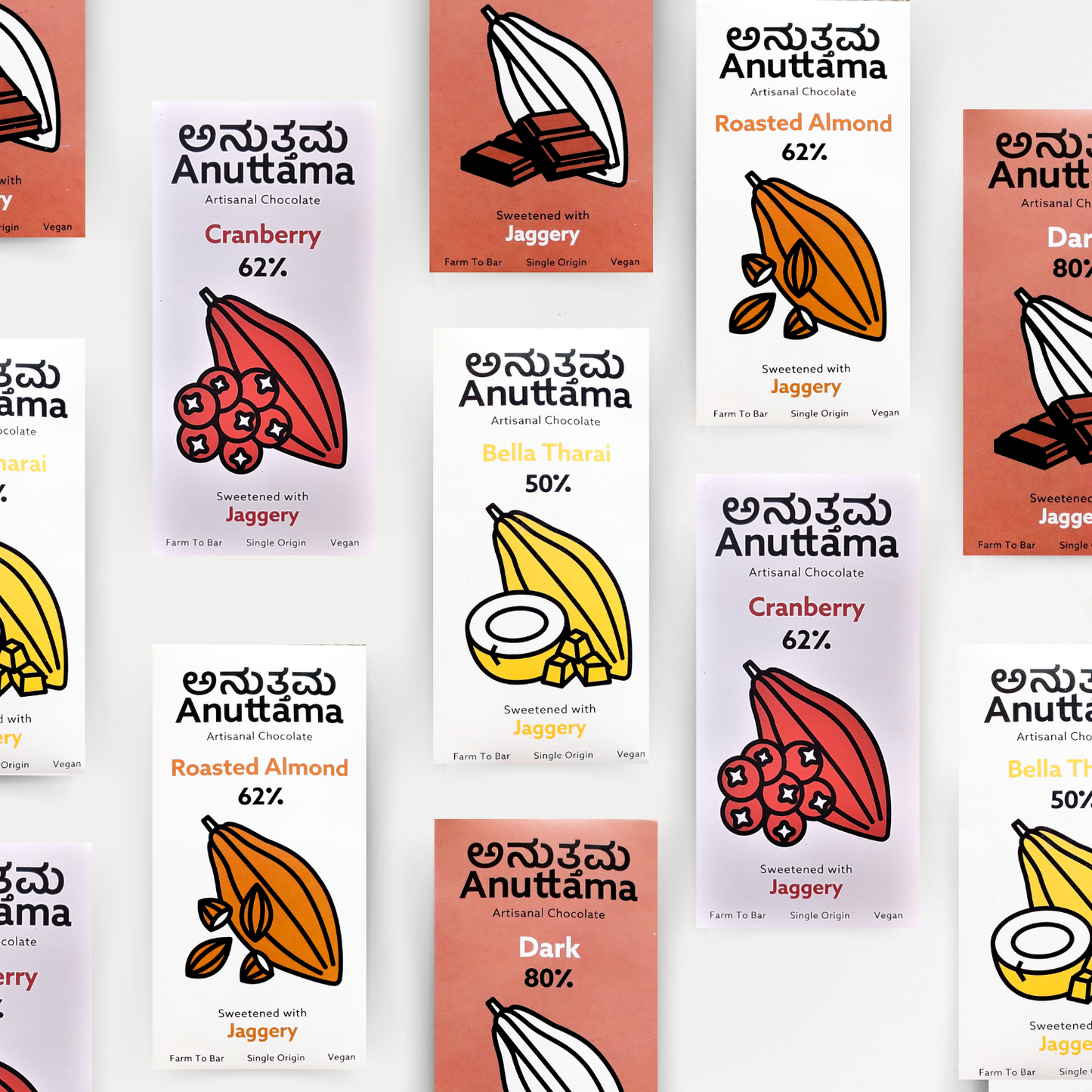 ANUTTAMA Dark Chocolate | 62% Cocoa with Roasted Almonds | Dark Chocolate Sugar Free | No Artificial Flavours and Colors | Natural Chocolate Bar ( 50g Pack of 1)