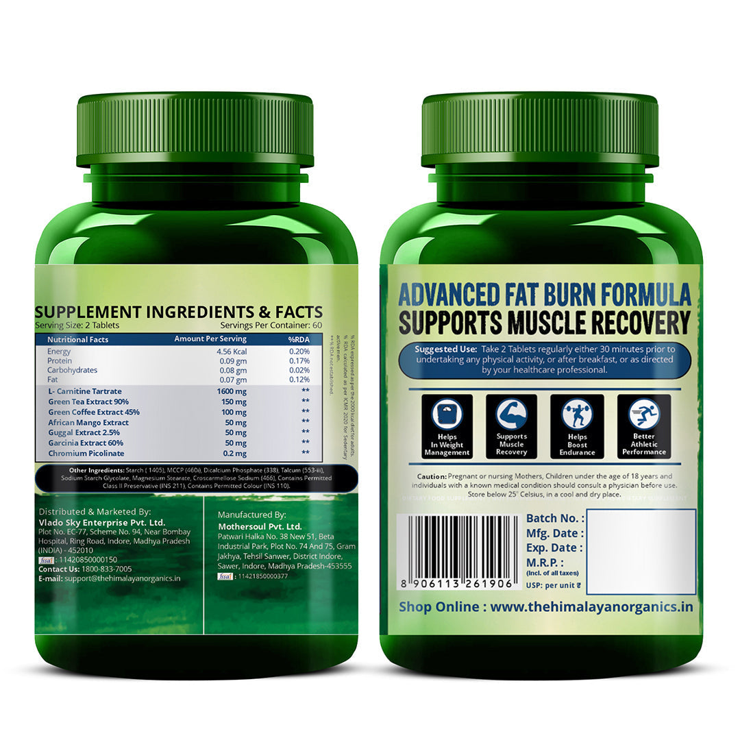 Vlado's Himalayan Organics L Carnitine 2000mg/Serve | 120 Veg Tablets