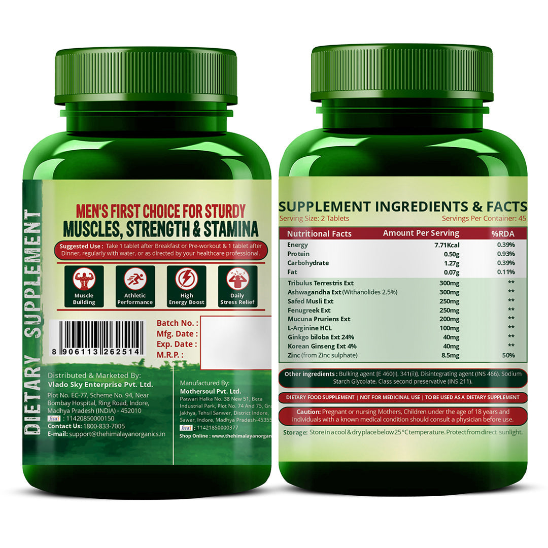 Vlado's Himalayan Organics Testosterone Support Supplement | 90 Veg Tabs