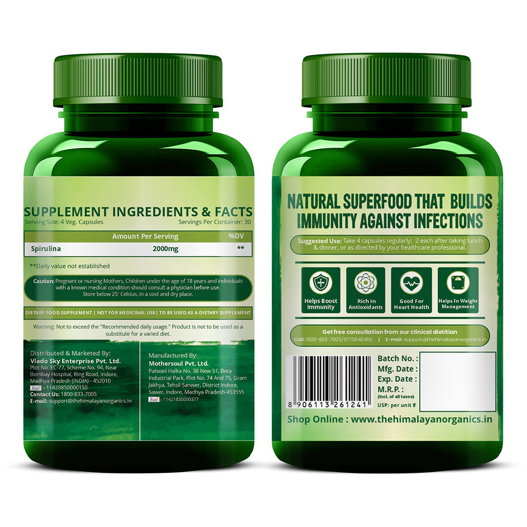 Vlado's Himalayan Organics Spirulina - 2000mg - 120 Veg Capsules