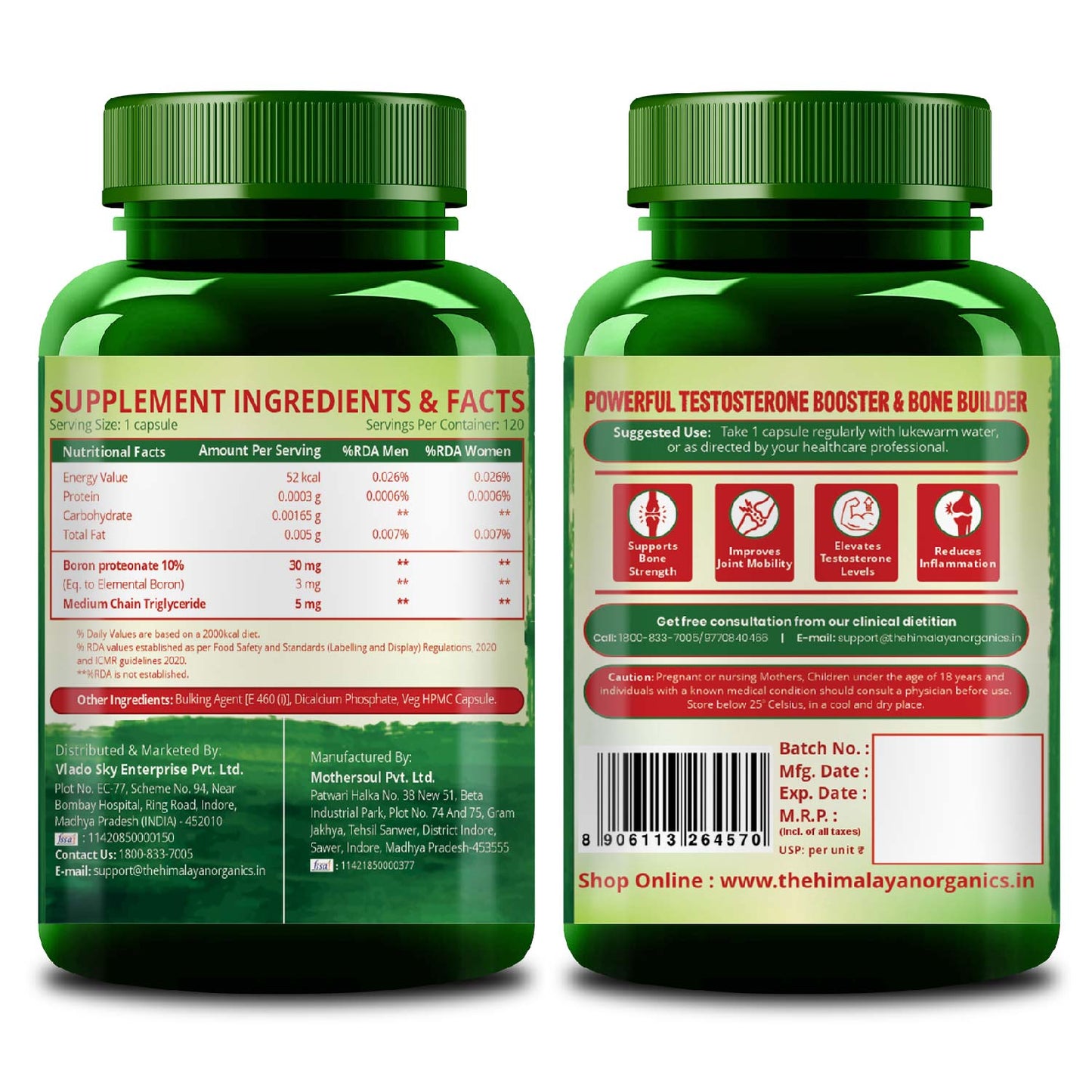 Vlado's Himalayan Organics 3mg Boron 100% Chelated - 120 Capsules