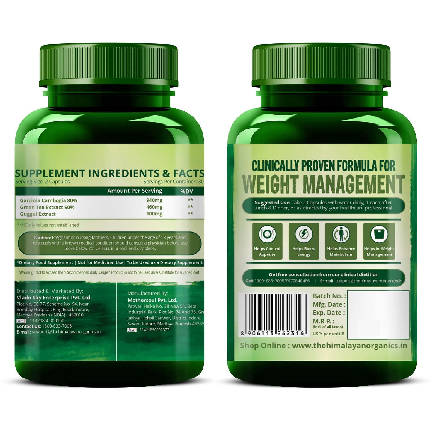 Vlado's Himalayan Organics Garcinia Cambogia Supplement | 60 Veg Capsules