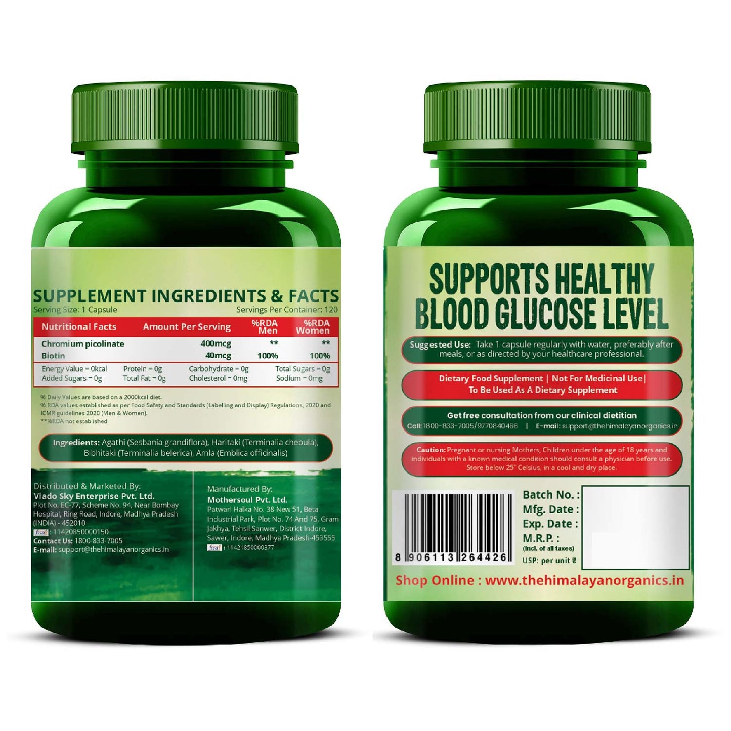 Vlado's Himalayan Organics Chromium Picolinate 400mcg 120 Veg Capsule