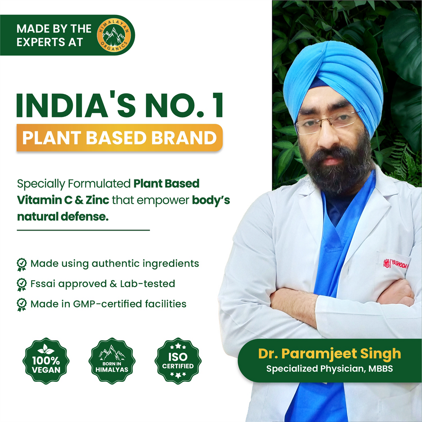 Vlado's Himalayan Organics Nitric Oxide Supplement with L- Arginine HCL 1400mg/Serve with Caffeine | Muscle Growth, Stamina, Recovery, Energy & Immunity | 60 Veg Capsules