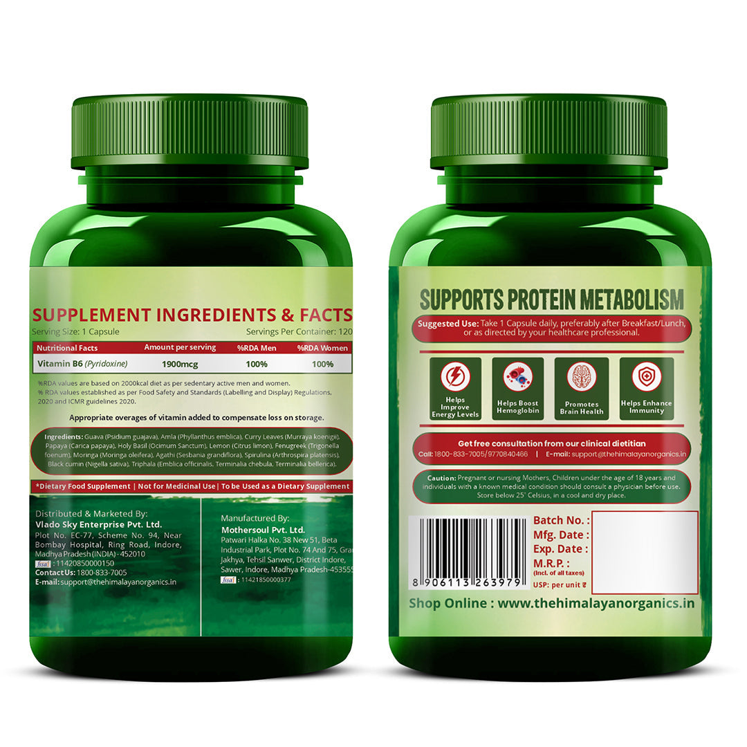 Vlado's Himalayan Organics Plant-Based Vitamin B6 120 Capsules
