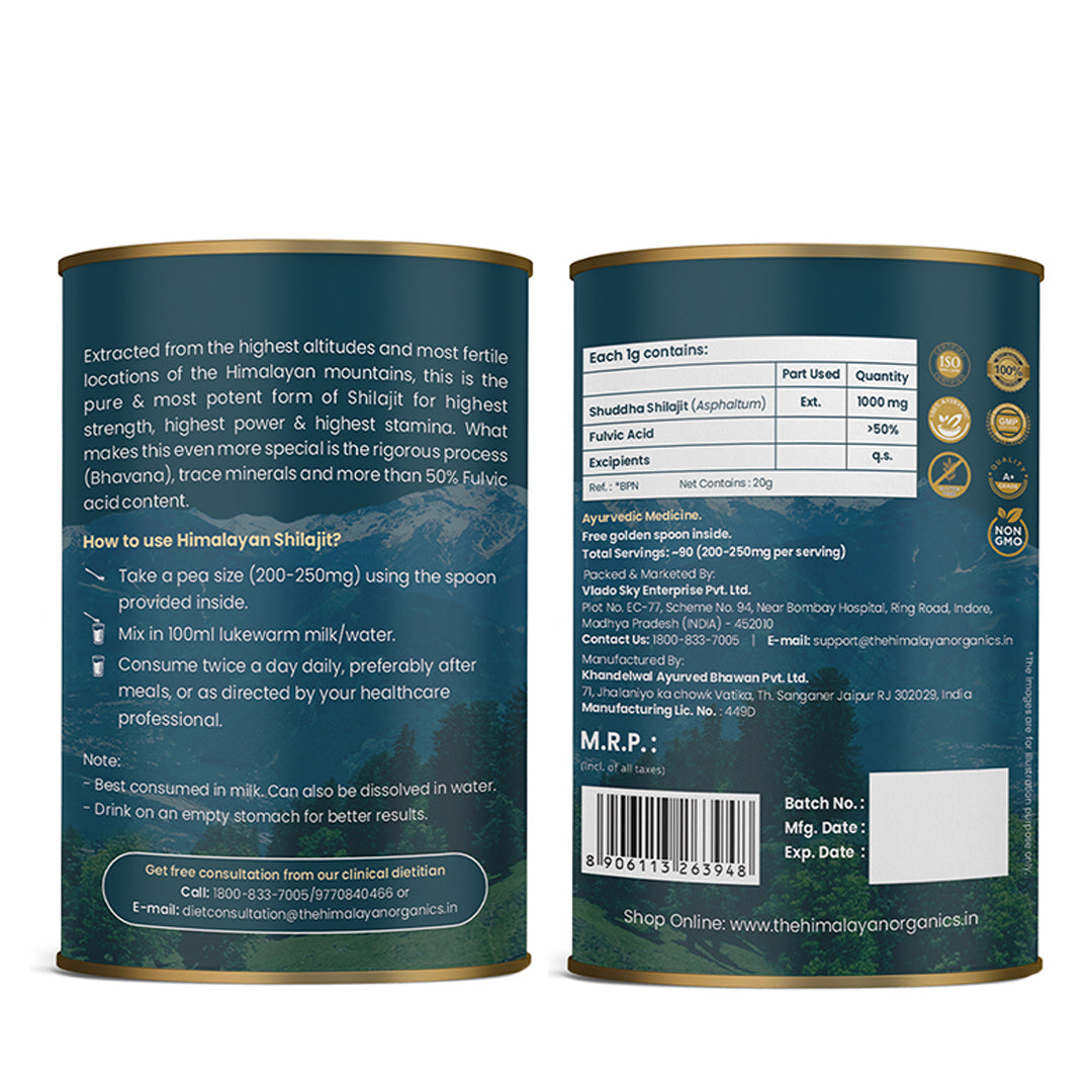 Vlado’s Himalayan Organics Pure Shilajit Resin | 75% Fulvic Acid | 20g