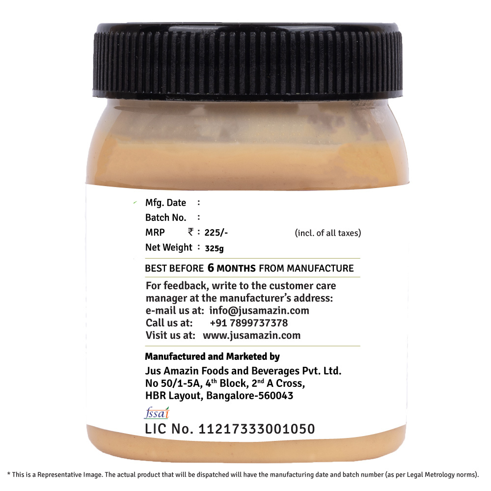 Jus Amazin Creamy Peanut Butter - Unsweetened 325g