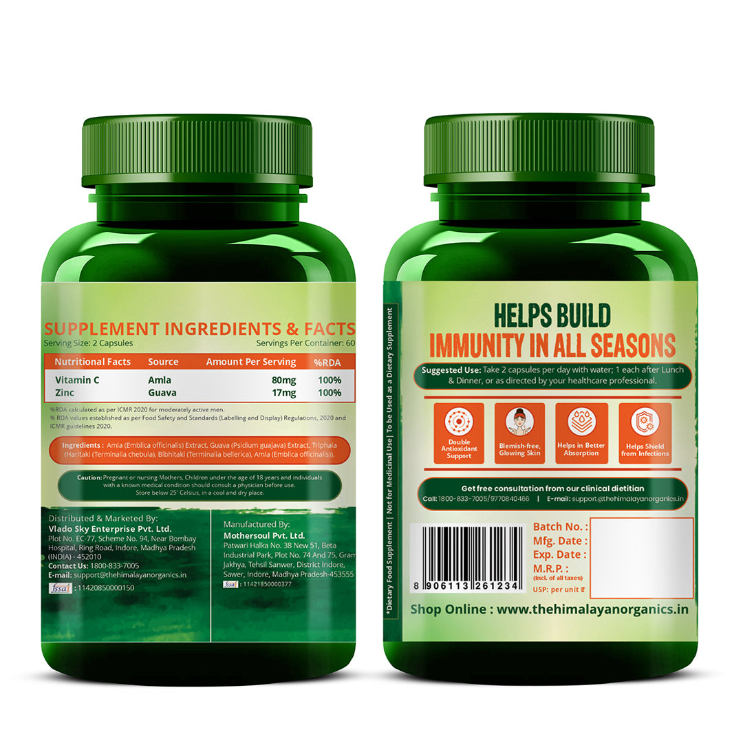 Vlado's Himalayan Organics Plant Based Vitamin C with Zinc - 120 Veg Capsules
